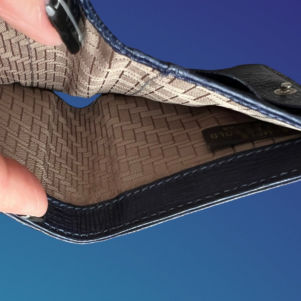 Cole Haan Blue Pebbled Leather Small Wallet/Card Holder - Picture 9 of 13